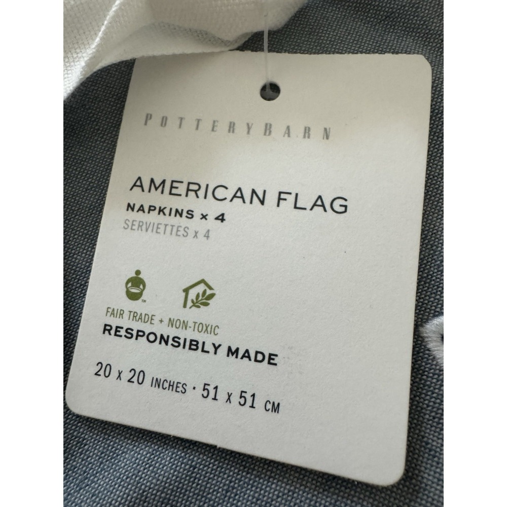 NWT Pottery Barn American Flag Icon Cotton/Linen Napkins Set of 4 - Picture 3 of 5